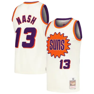 Men's Phoenix Suns Steve Nash Cream Chainstitch Swingman Jersey 01