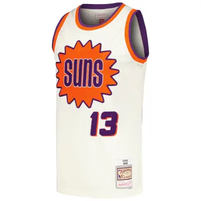 Men's Phoenix Suns Steve Nash Cream Chainstitch Swingman Jersey 02