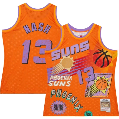 Men's Phoenix Suns Steve Nash Orange 1996/97 Swingman Sidewalk Sketch Jersey 01