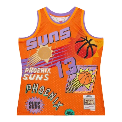 Men's Phoenix Suns Steve Nash Orange 1996/97 Swingman Sidewalk Sketch Jersey 02