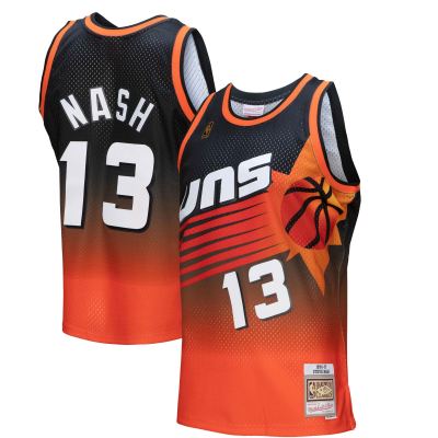 Men's Phoenix Suns Steve Nash Orange/Black 1996/97 Hardwood Classics Fadeaway Swingman Player Jersey 01