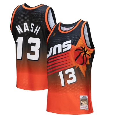 Men's Phoenix Suns Steve Nash Orange/Black 1996/97 Hardwood Classics Fadeaway Swingman Player Jersey 01
