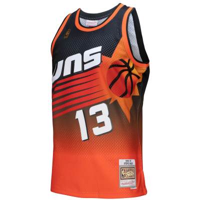 Men's Phoenix Suns Steve Nash Orange/Black 1996/97 Hardwood Classics Fadeaway Swingman Player Jersey 02