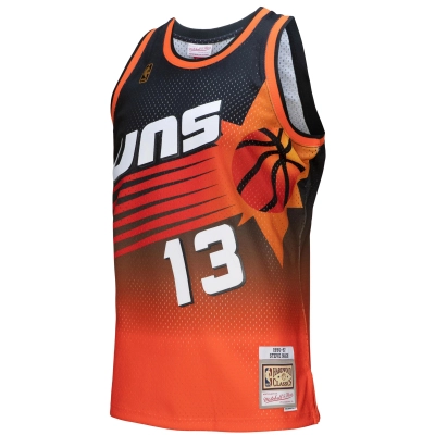 Men's Phoenix Suns Steve Nash Orange/Black 1996/97 Hardwood Classics Fadeaway Swingman Player Jersey 02