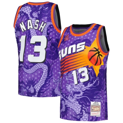 Men's Phoenix Suns Steve Nash Purple 1996/97 Hardwood Classics Asian Heritage 6.0 Swingman Throwback Player Jersey 01