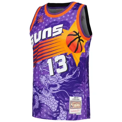 Men's Phoenix Suns Steve Nash Purple 1996/97 Hardwood Classics Asian Heritage 6.0 Swingman Throwback Player Jersey 02