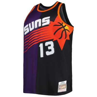 Men's Phoenix Suns Steve Nash Purple/Black Big & Tall Hardwood Classics 1996/97 Split Swingman Jersey 02