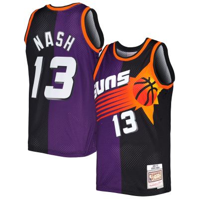 Men's Phoenix Suns Steve Nash Purple/Black Hardwood Classics 1996/97 Split Swingman Jersey 01