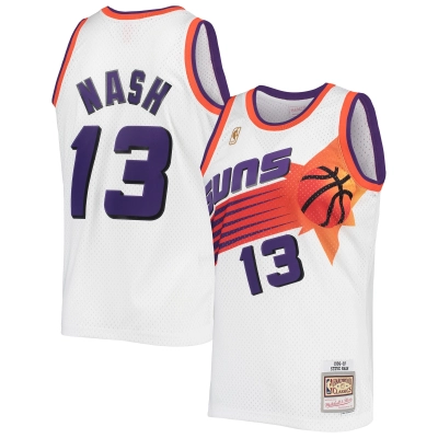 Men's Phoenix Suns Steve Nash White 2001/02 Hardwood Classics Swingman Jersey 01