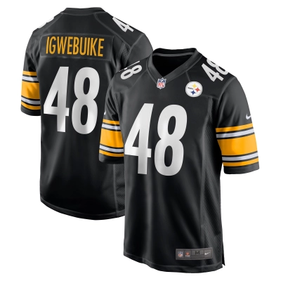 Men's Pittsburgh Steelers Godwin Igwebuike  Black Game Jersey 01