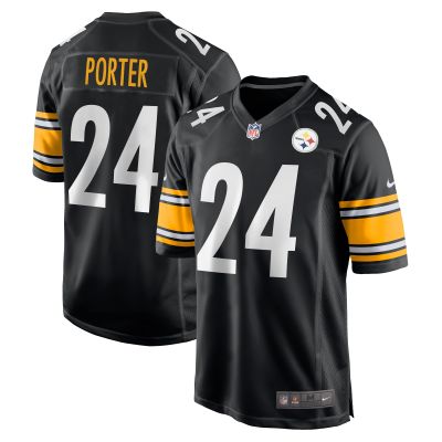 Men's Pittsburgh Steelers Joey Porter Jr. Black 2023 NFL Draft Pick Game Jersey 01