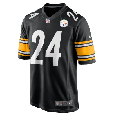Men's Pittsburgh Steelers Joey Porter Jr. Black 2023 NFL Draft Pick Game Jersey 02
