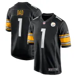 Men's Pittsburgh Steelers Number 1 Dad Black Game Jersey