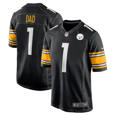 Men's Pittsburgh Steelers Number 1 Dad Black Game Jersey 01