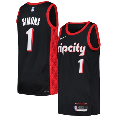 Men's Portland Trail Blazers Anfernee Simons Black Swingman Jersey - City Edition 01
