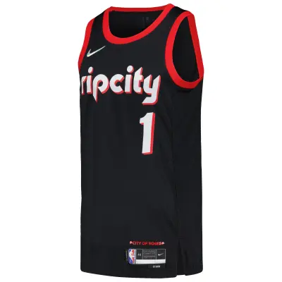 Men's Portland Trail Blazers Anfernee Simons Black Swingman Jersey - City Edition 02