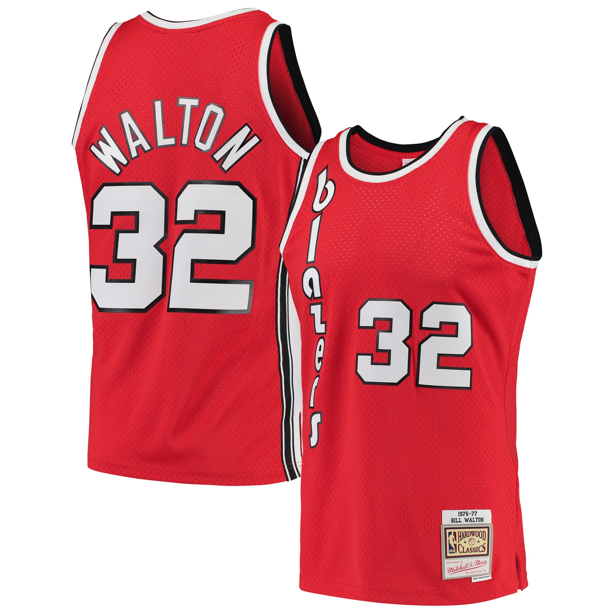 Men's Portland Trail Blazers Bill Walton Red 1976/77 Hardwood Classics Swingman Jersey