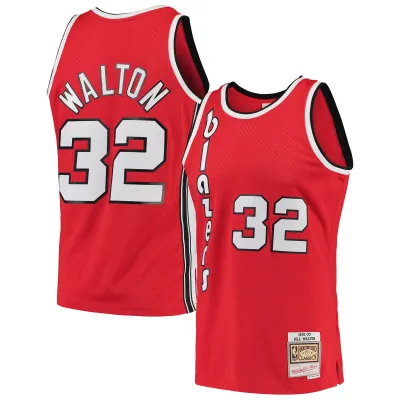 Men's Portland Trail Blazers Bill Walton Red 1976/77 Hardwood Classics Swingman Jersey 01