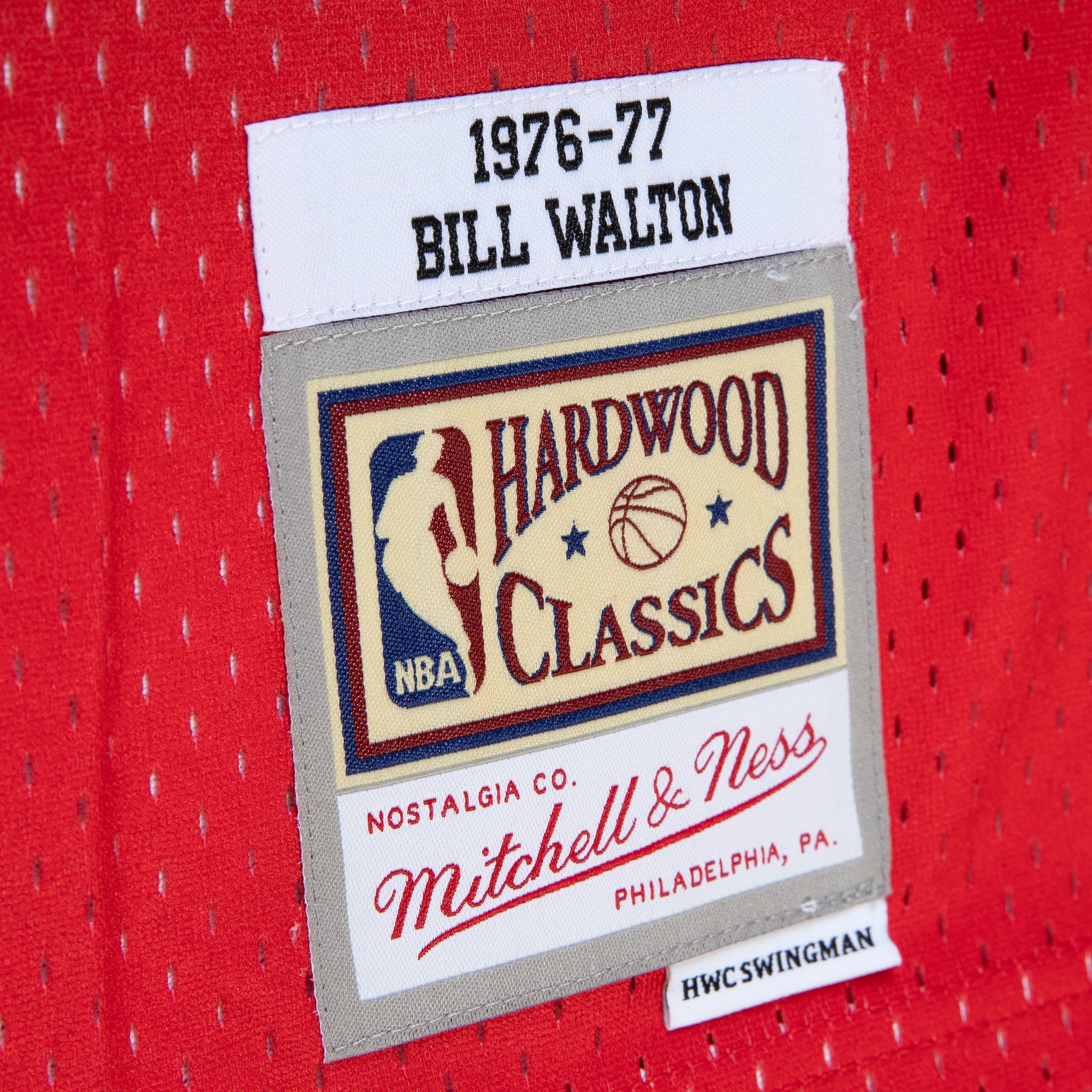 Men's Portland Trail Blazers Bill Walton Red/Black 1976/77 Hardwood Classics Fadeaway Swingman Jersey