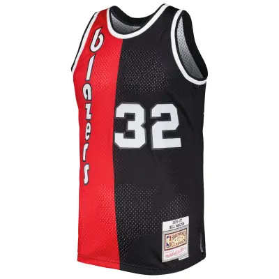 Men's Portland Trail Blazers Bill Walton Red/Black Hardwood Classics 1976/77 Split Swingman Jersey 02
