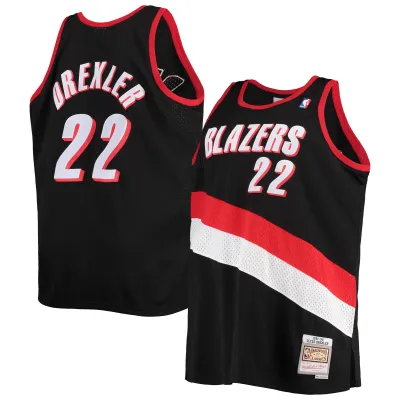 Men's Portland Trail Blazers Clyde Drexler Black 1991/92 Big & Tall Hardwood Classics Swingman Jersey 01