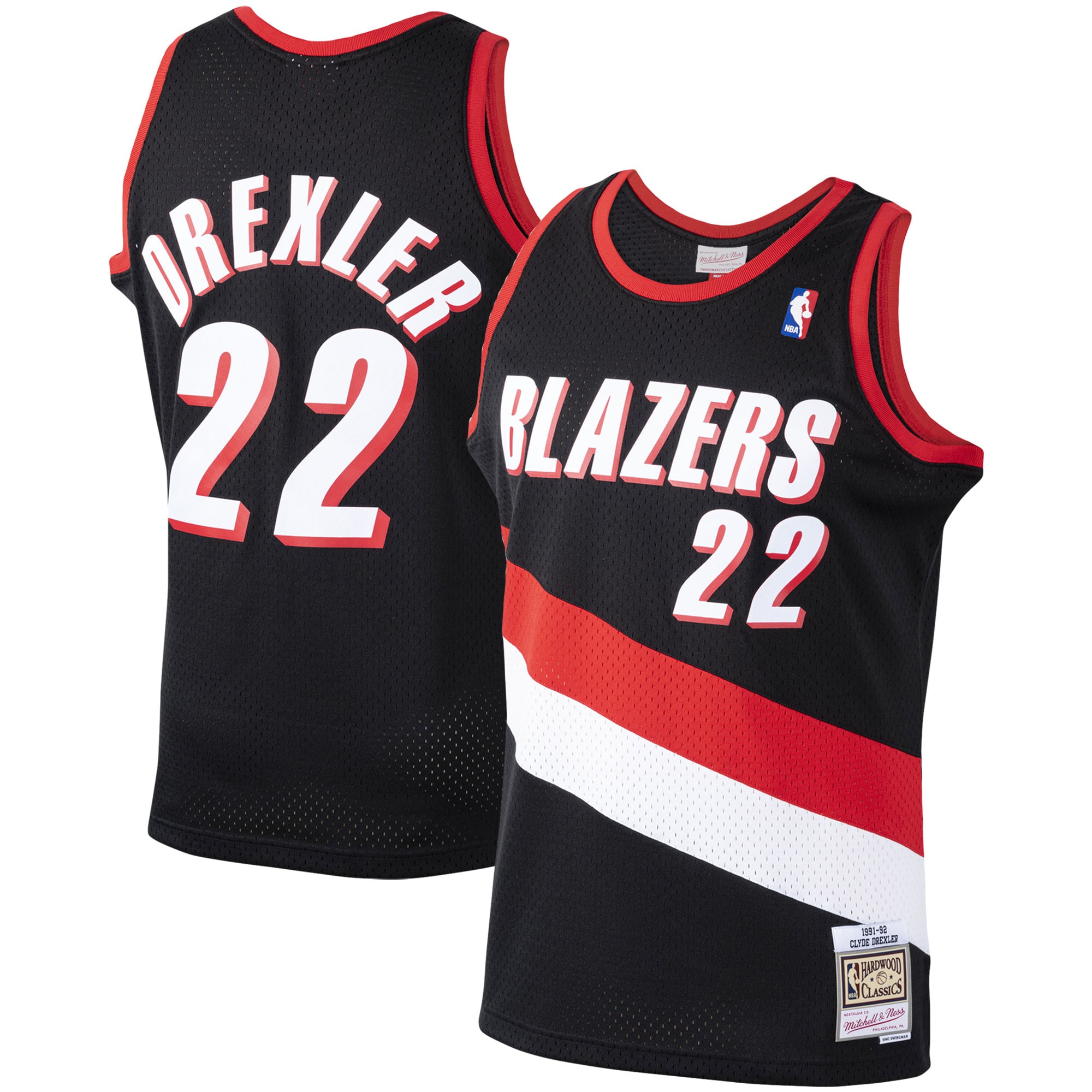 Men's Portland Trail Blazers Clyde Drexler Black 1991/92 Hardwood Classics Swingman Jersey