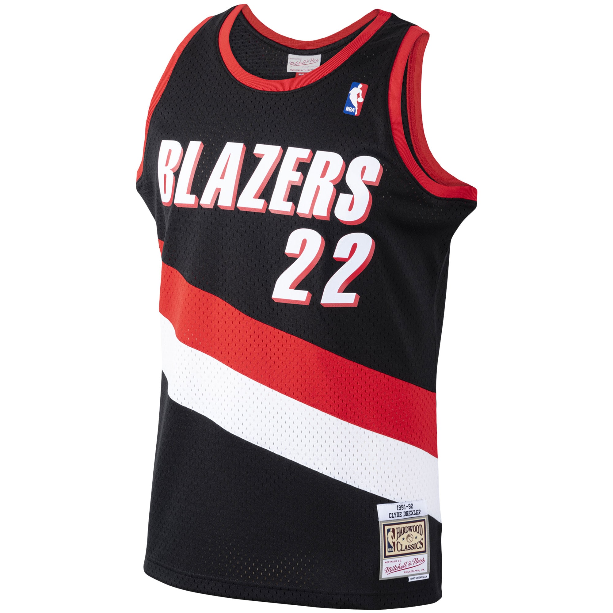 Men's Portland Trail Blazers Clyde Drexler Black 1991/92 Hardwood Classics Swingman Jersey