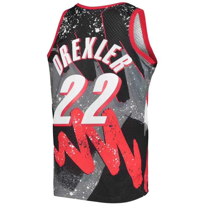 Men's Portland Trail Blazers Clyde Drexler Black Hardwood Classics 1991/92 Hyper Hoops Swingman Jersey