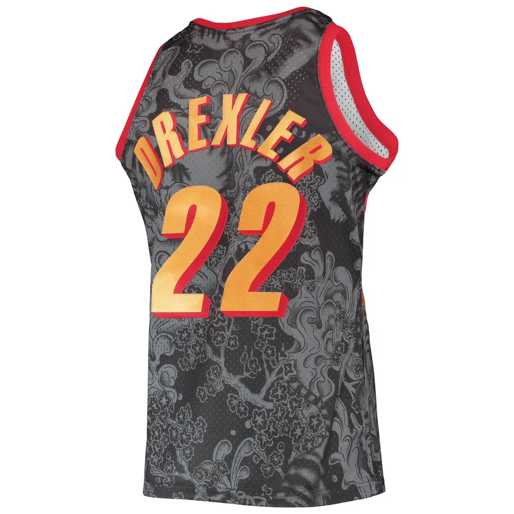 Men's Portland Trail Blazers Clyde Drexler Black Hardwood Classics 1991/92 Lunar New Year Swingman Jersey