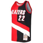 Men's Portland Trail Blazers Clyde Drexler Red/Black Hardwood Classics 1991/92 Split Swingman Jersey