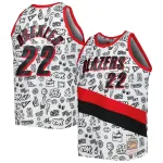 Men's Portland Trail Blazers Clyde Drexler White 1991/92 Hardwood Classics Doodle Swingman Player Jersey