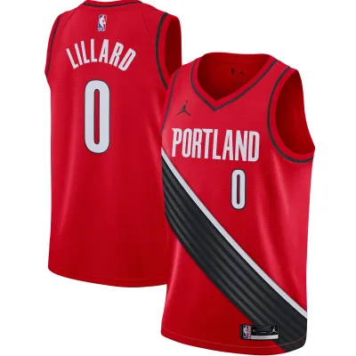 Men's Portland Trail Blazers Damian Lillard Red 2020/21 Swingman Jersey - Statement Edition 01