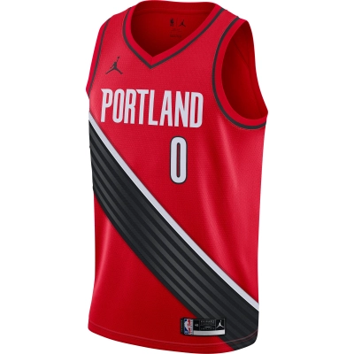 Men's Portland Trail Blazers Damian Lillard Red 2020/21 Swingman Jersey - Statement Edition 02