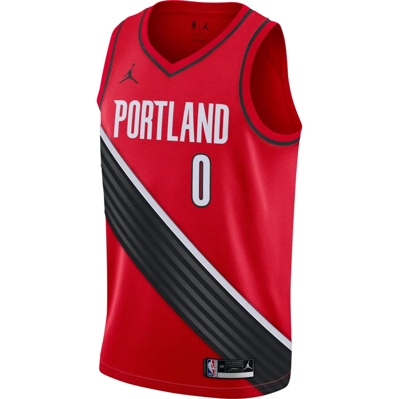 Men's Portland Trail Blazers Damian Lillard Red 2020/21 Swingman Jersey - Statement Edition