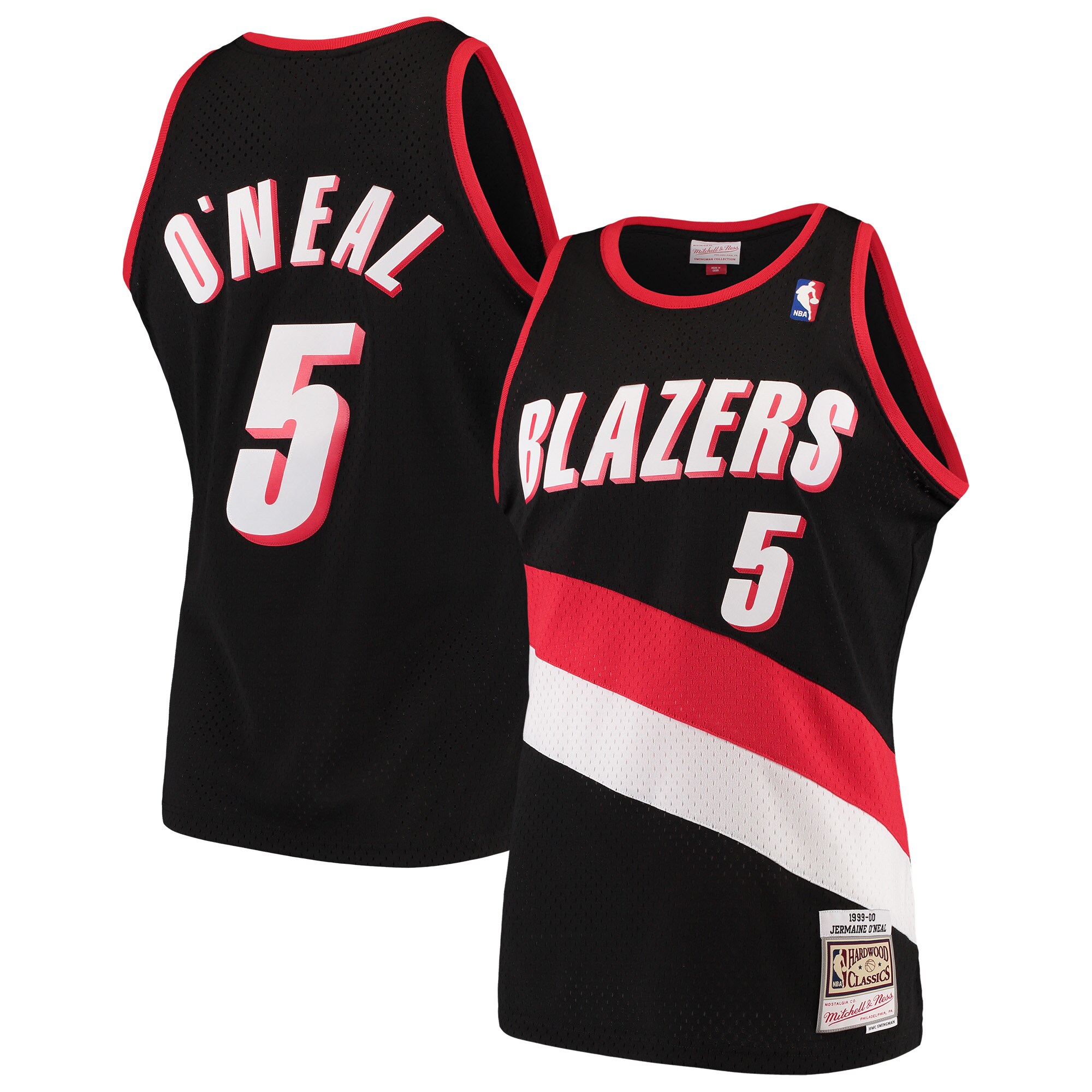 Men's Portland Trail Blazers Jermaine O'Neal Black 1999/00 Hardwood Classics Swingman Jersey