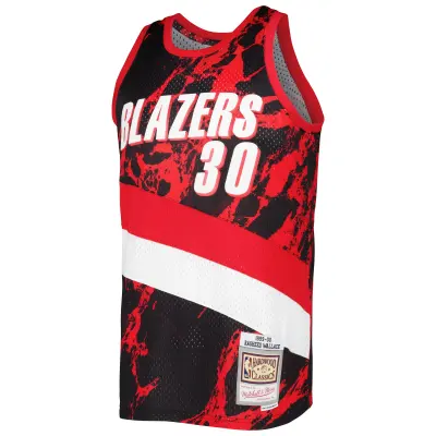 Men's Portland Trail Blazers Rasheed Wallace Black 1999/00 Hardwood Classics Marble Swingman Jersey 02