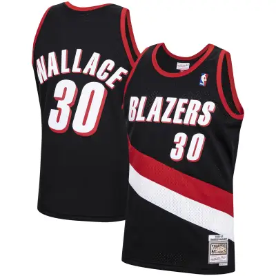 Men's Portland Trail Blazers Rasheed Wallace Black 1999/00 Hardwood Classics Swingman Jersey 01