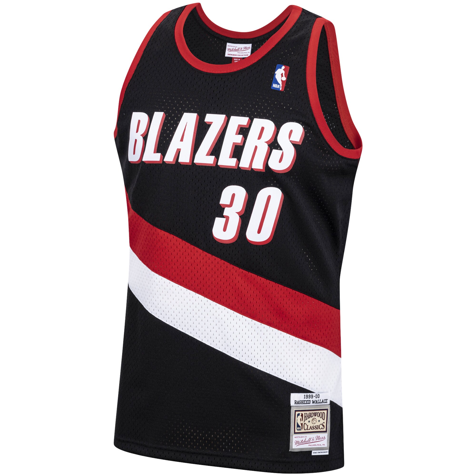 Men's Portland Trail Blazers Rasheed Wallace Black 1999/00 Hardwood Classics Swingman Jersey