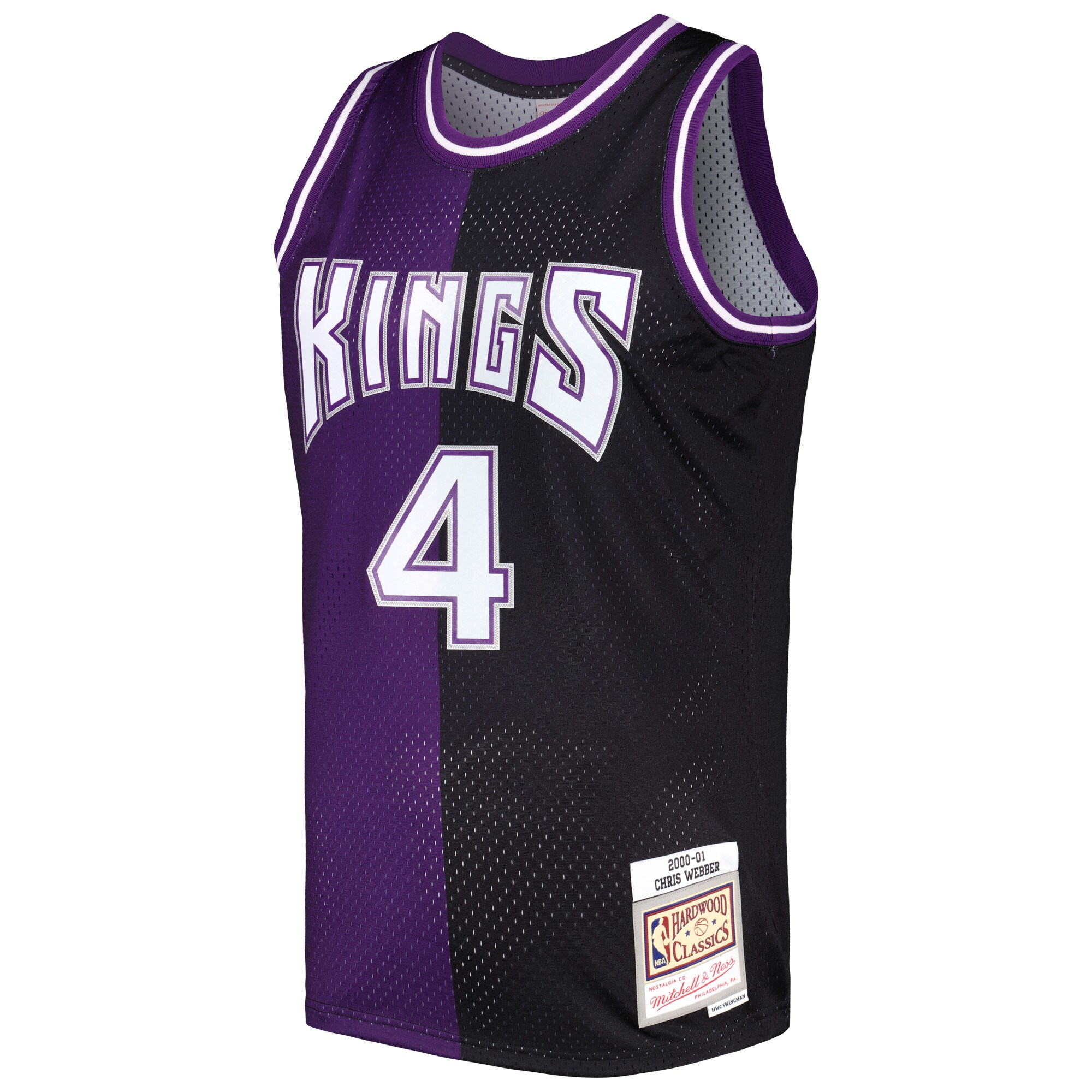 Men's Sacramento Kings Chris Webber Purple/Black Hardwood Classics 2000/01 Split Swingman Jersey