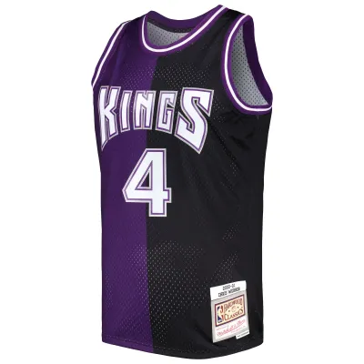 Men's Sacramento Kings Chris Webber Purple/Black Hardwood Classics 2000/01 Split Swingman Jersey 02