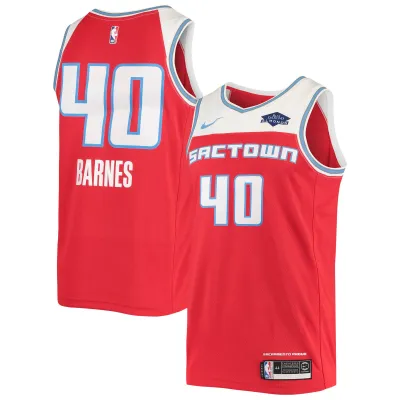 Men's Sacramento Kings Harrison Barnes Red Swingman Jersey 01