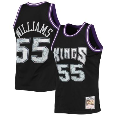 Men's Sacramento Kings Jason Williams Black 2000/01 Hardwood Classics NBA 75th Anniversary Diamond Swingman Jersey 01