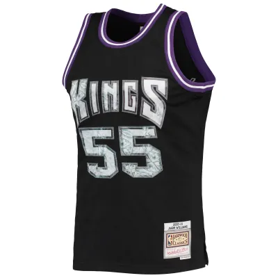 Men's Sacramento Kings Jason Williams Black 2000/01 Hardwood Classics NBA 75th Anniversary Diamond Swingman Jersey 02