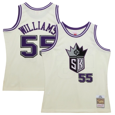 Men's Sacramento Kings Jason Williams Cream Chainstitch Swingman Jersey 01