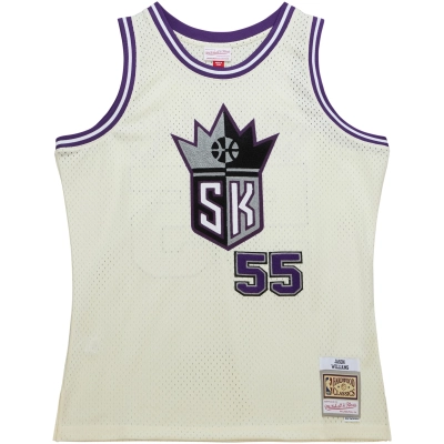 Men's Sacramento Kings Jason Williams Cream Chainstitch Swingman Jersey 02