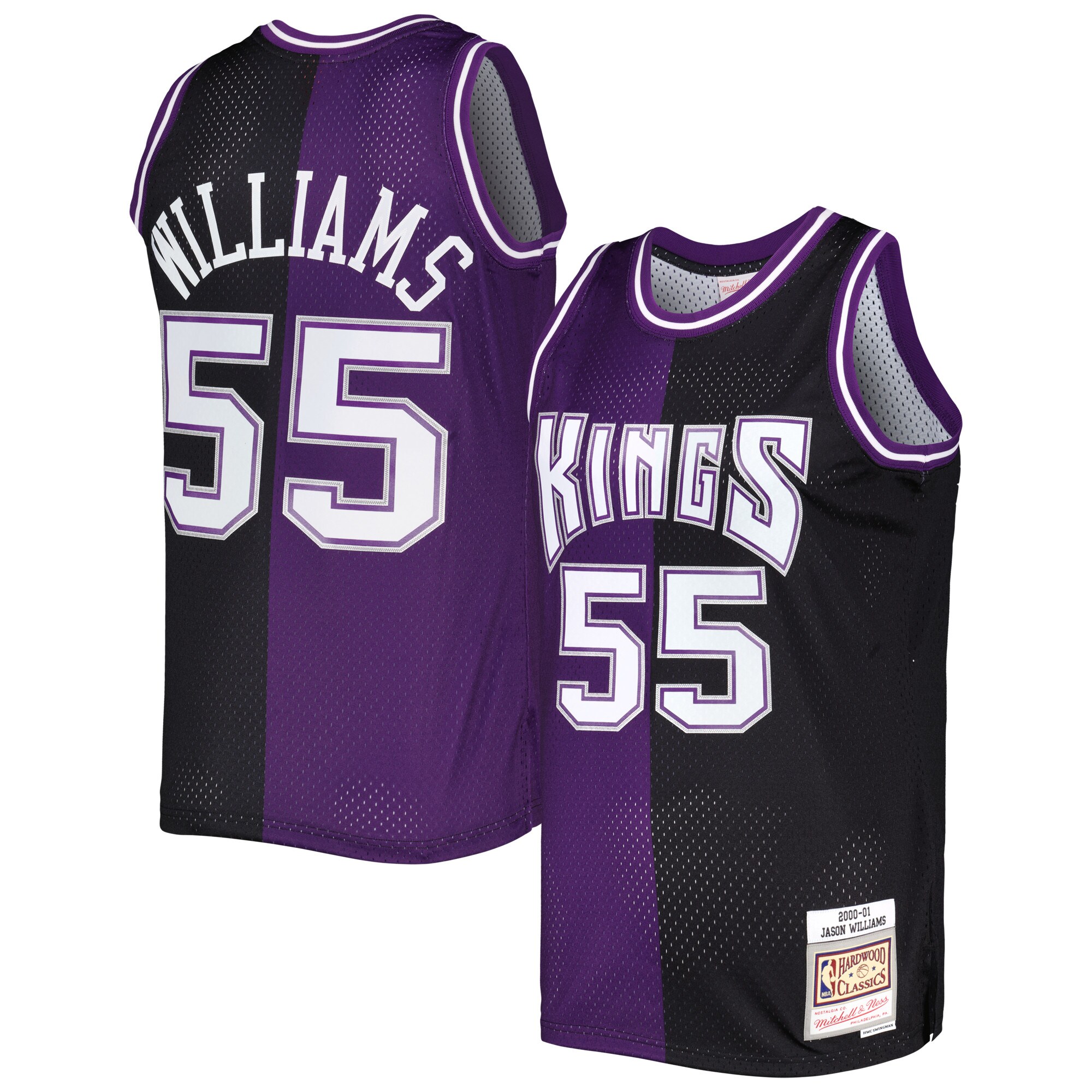 Men's Sacramento Kings Jason Williams Purple/Black Hardwood Classics 2000/01 Split Swingman Jersey