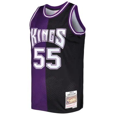 Men's Sacramento Kings Jason Williams Purple/Black Hardwood Classics 2000/01 Split Swingman Jersey 02