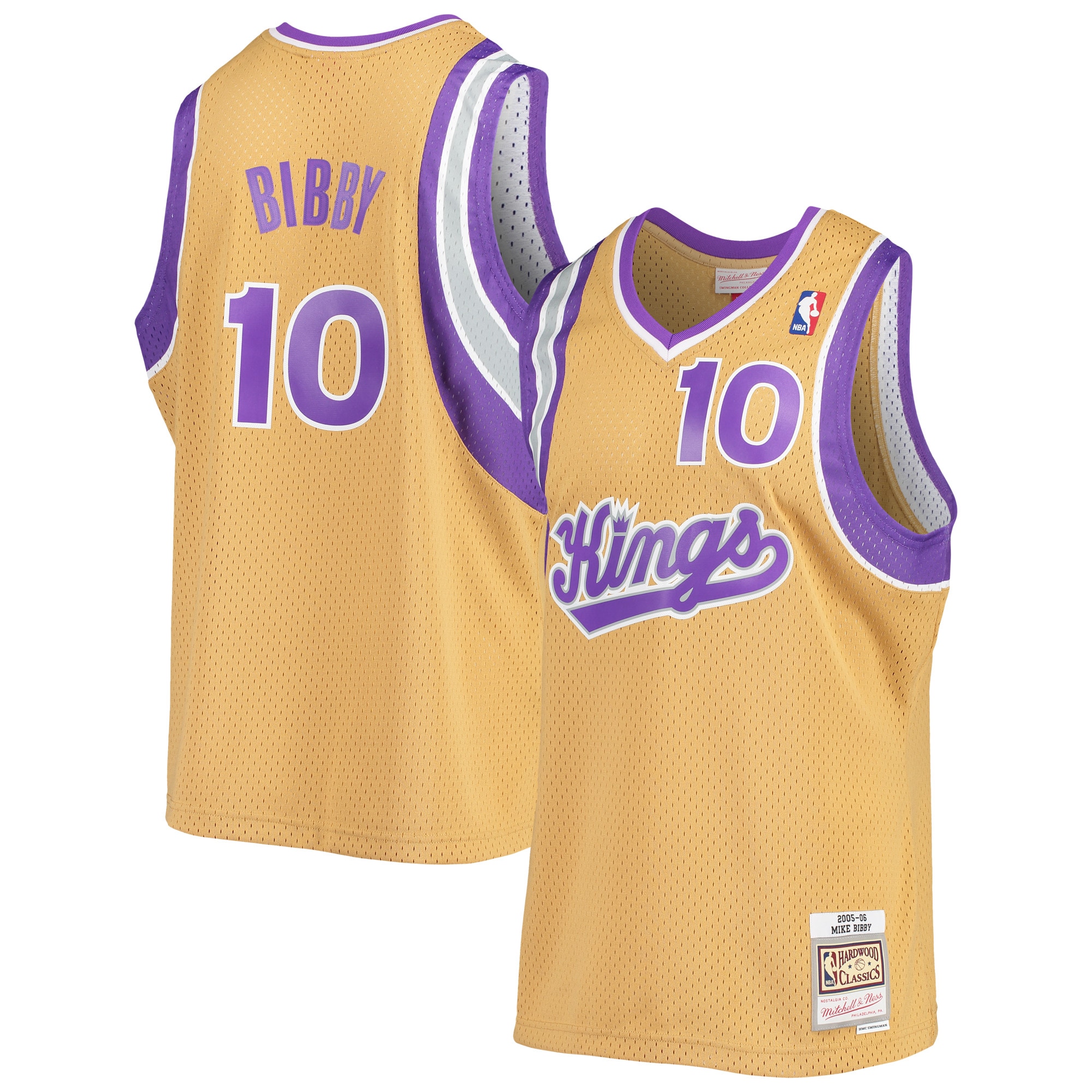 Men's Sacramento Kings Mike Bibby Gold 2005/06 Hardwood Classics Swingman Jersey