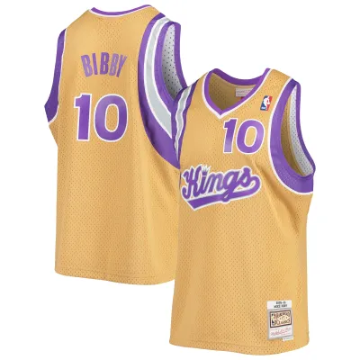 Men's Sacramento Kings Mike Bibby Gold 2005/06 Hardwood Classics Swingman Jersey 01