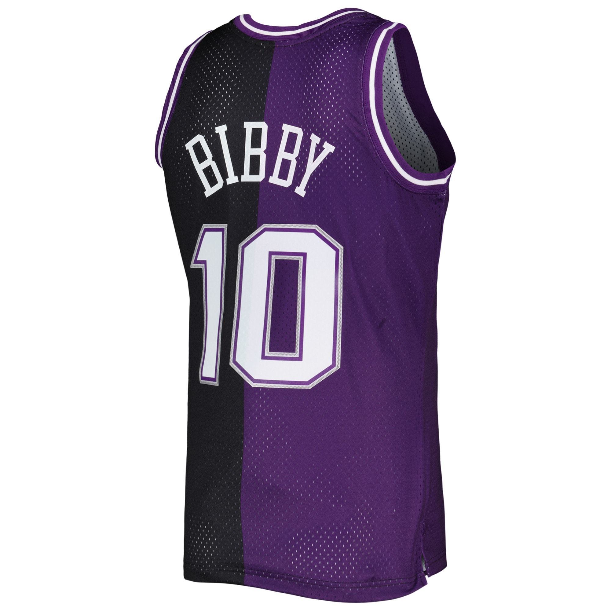 Men's Sacramento Kings Mike Bibby Purple/Black Hardwood Classics 2001/02 Split Swingman Jersey